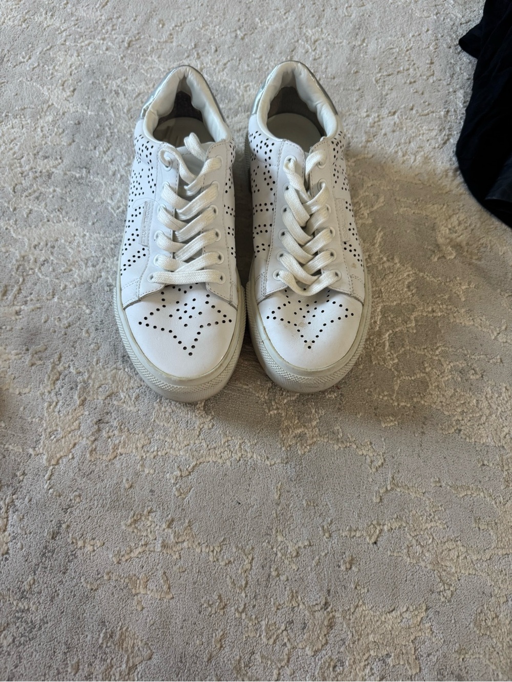 Kendall and Kylie White Perforated Leather Sneakers with star design